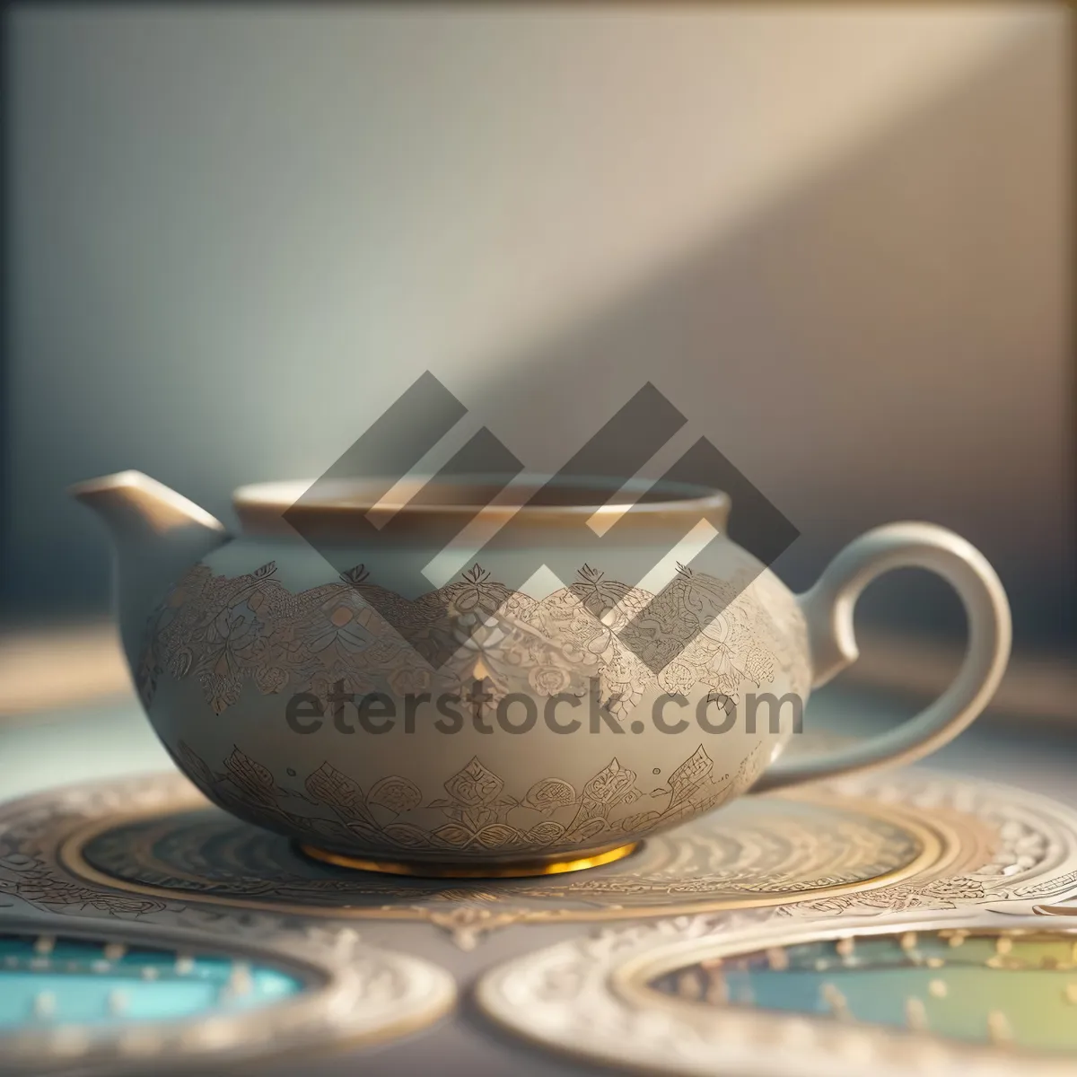 Picture of Hot Morning Cup of Tea in Porcelain China