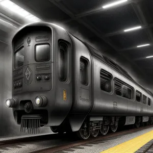 Urban Transit: Speeding Subway Train at Station