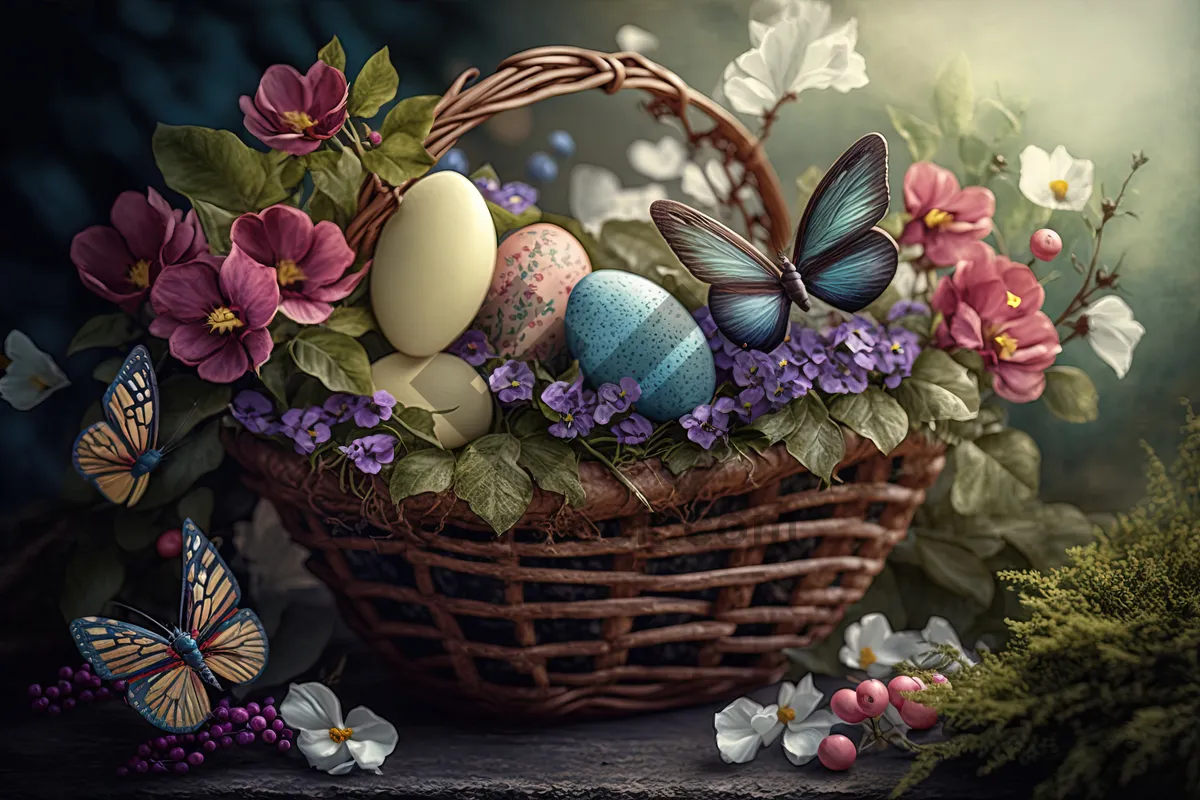 Picture of Colorful Easter Egg Basket Decoration.