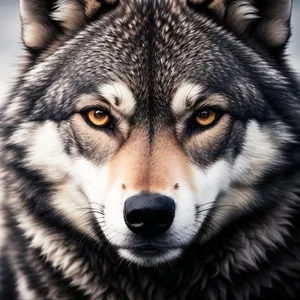 Majestic Timber Wolf: Wild Canine with Piercing Gaze