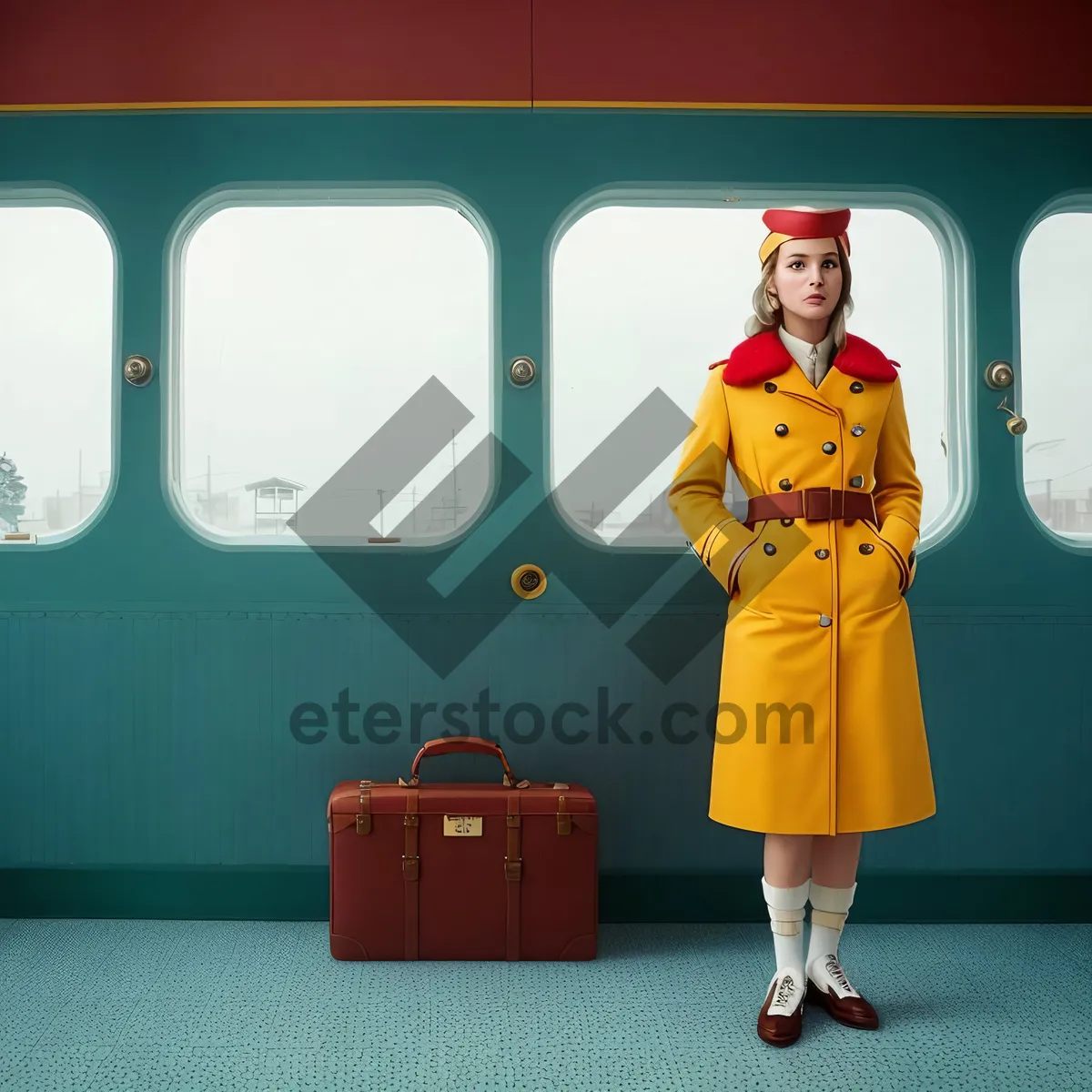 Picture of Happy Man Standing with Briefcase at Locker