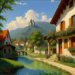 Serene Riverfront View with Historic Cityscape