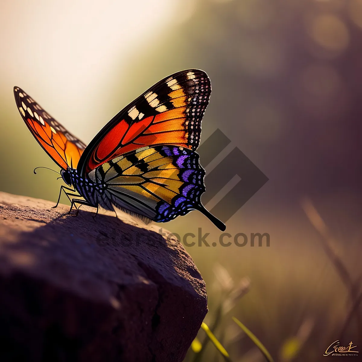 Picture of Vibrant Monarch Butterfly Among Colorful Flowers