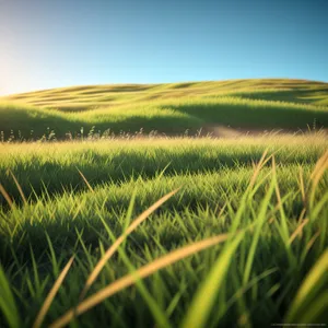 Vibrant Wheat Field Under Clear Blue Sky