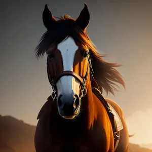 Wild Stallion Galloping Through Field with Pumpkin Patch