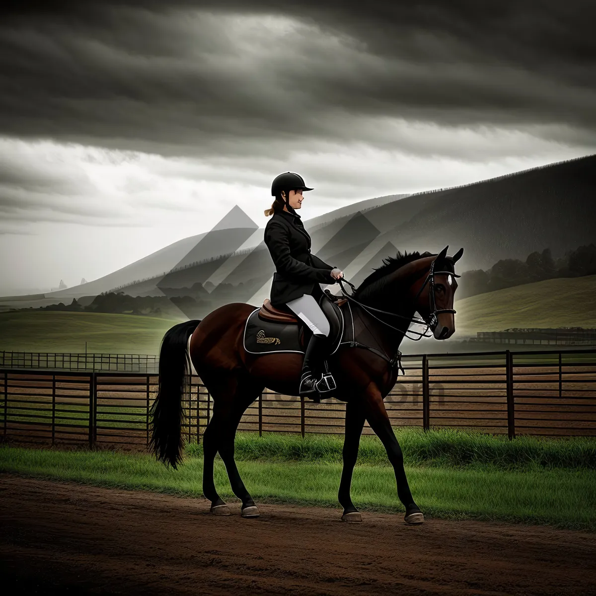 Picture of Graceful Stallion Galloping in Field