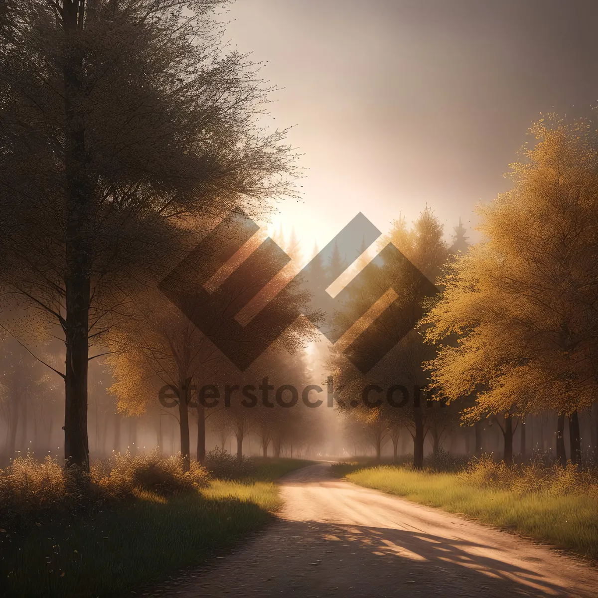 Picture of Golden Horizon: Majestic Sun Setting over Countryside