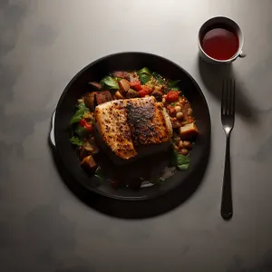 Delicious Grilled Steak with Fresh Salad and Sauce