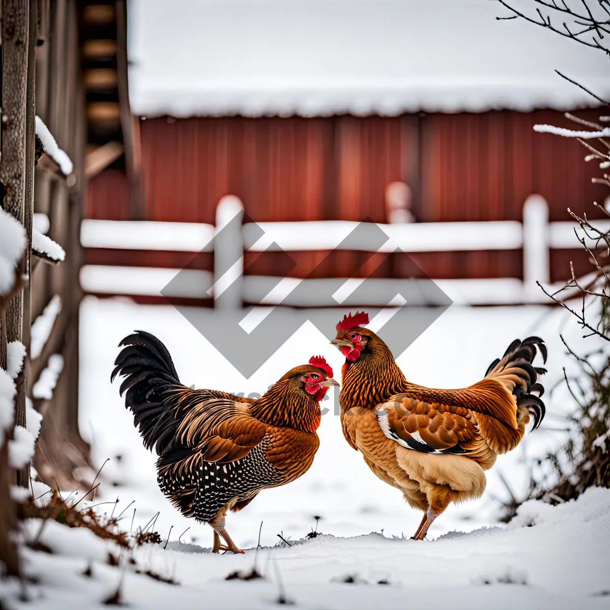 Picture of Farmyard Hen with Brown Feathers and Beak