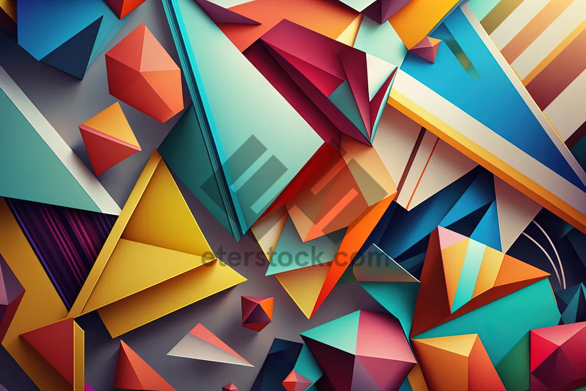 Picture of Colorful Geometric Abstract Artwork with Gradient Rainbow Texture