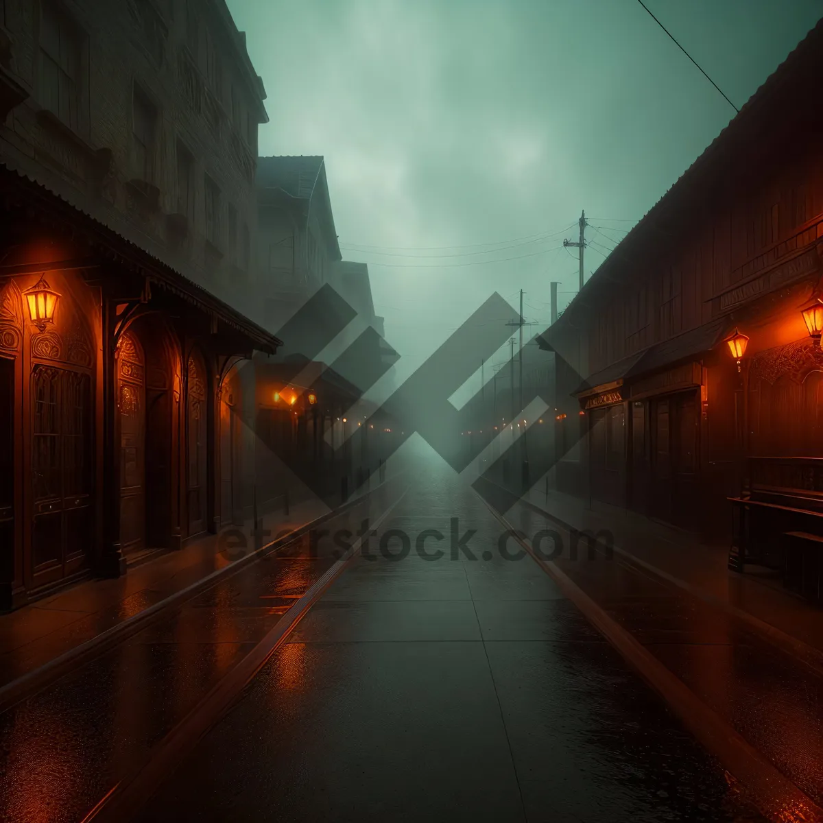 Picture of Nighttime Urban Tramway passing through City Tunnel