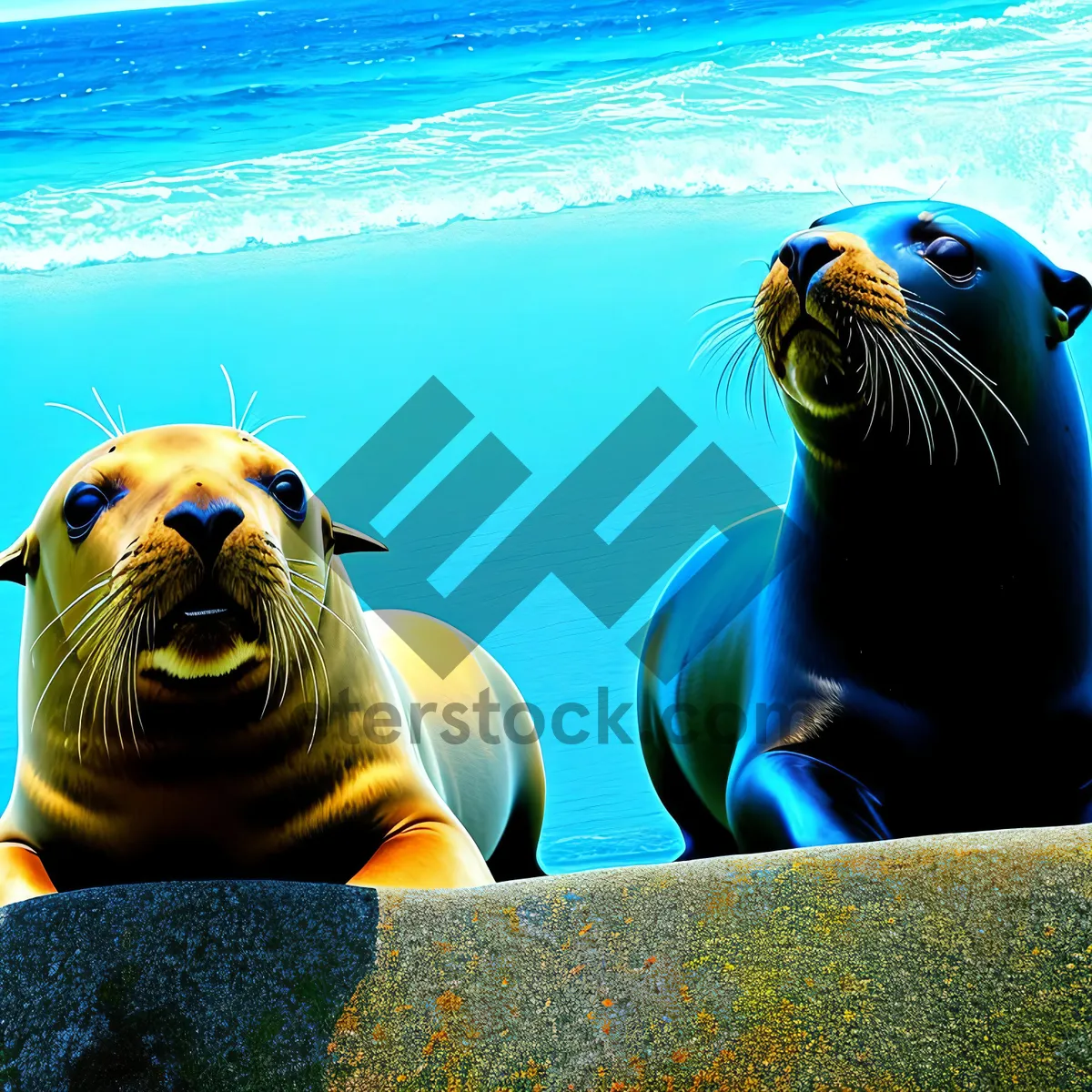 Picture of Tropical Sea Lion Swimming in Underwater Reef