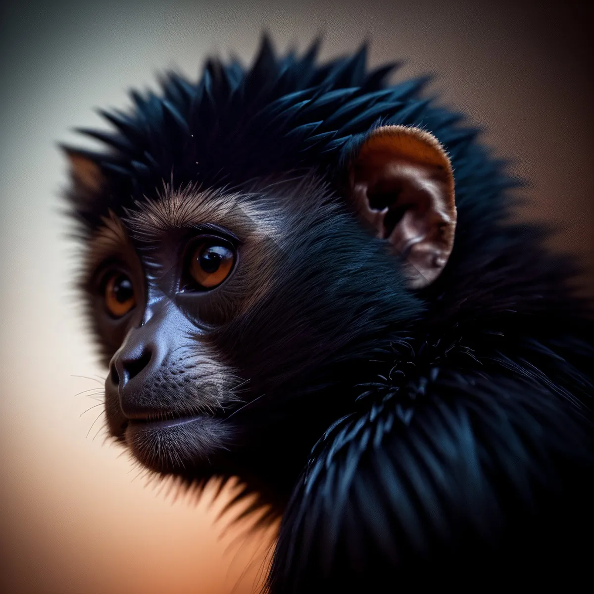 Picture of Adorable Primate with Expressive Black Eyes.