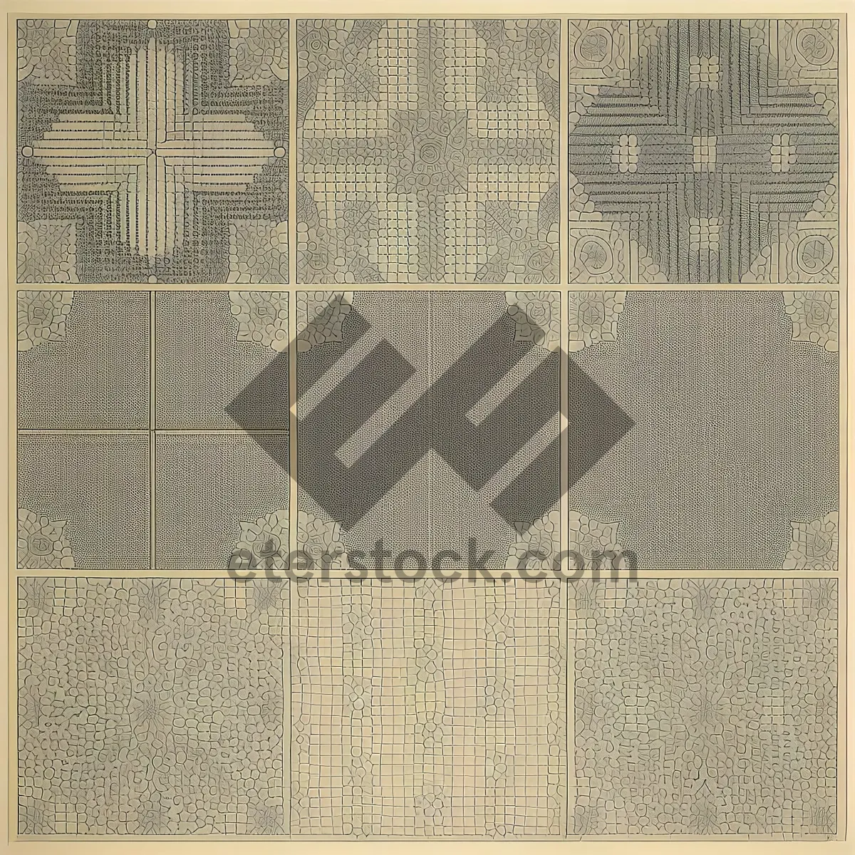 Picture of Vintage textile pattern design on aged fabric