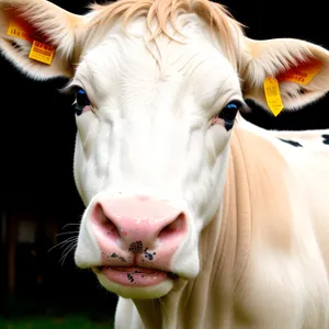 Brown Bull Grazing in Rural Pasture