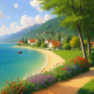 Tropical beach paradise under the sunny sky.