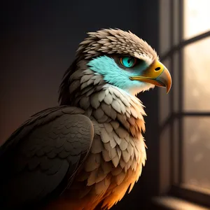 Fierce Falcon Portrait in Yellow Wilderness
