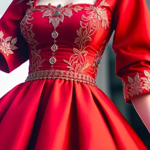 Elegant Brunette Posing in Glamorous Satin Dress