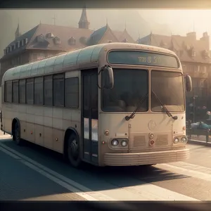 Public Transport Trolleybus on City Street