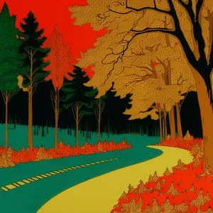 Autumn Tree Silhouette Art: Grunge Maple and Oak Design