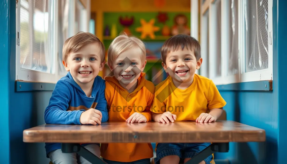 Picture of Happy family smiling together in school portrait.