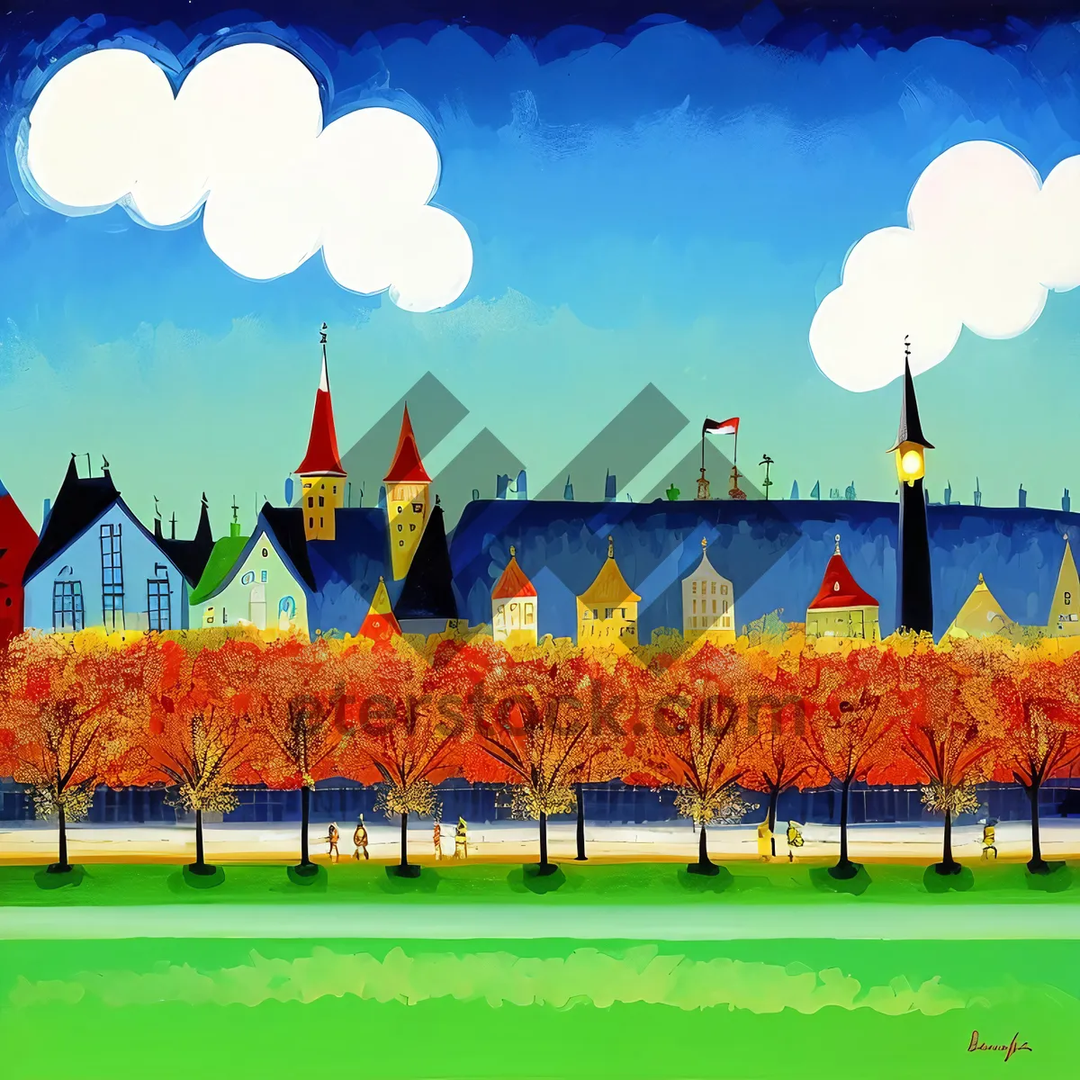 Picture of Vibrant Rural Landscape under Clear Sky