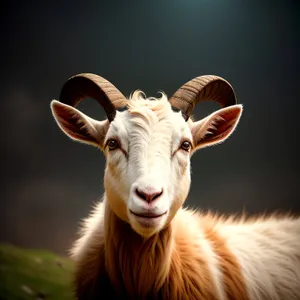 Rural Ram Grazing on Mountain Meadow