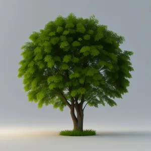 Miniature Evergreen Tree Branch with Lush Leaves