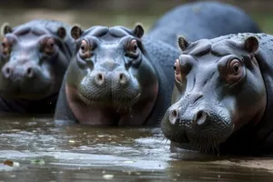 Wild Hippopotamus in Water Safari Encounter