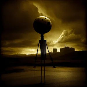 Sundown Serenity: Sky-high Water Tower Silhouette