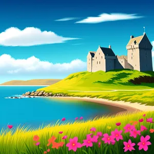 Serene Countryside Horizon with Lush Summer Meadow