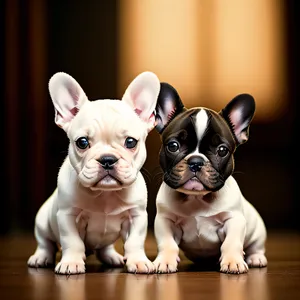Cute Bulldog Puppy Sitting with Expressive Wrinkled Face
