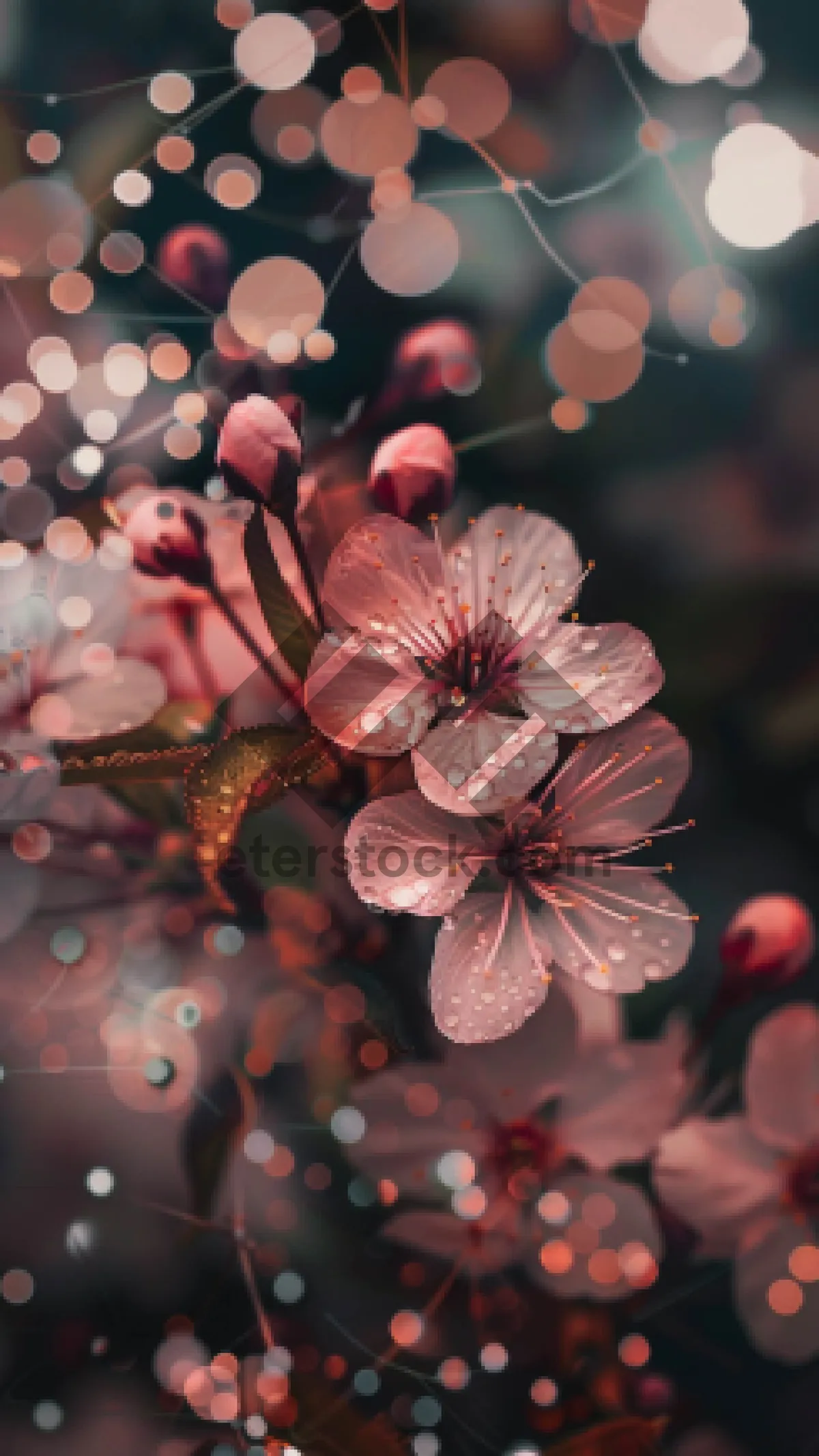 Picture of Pink Flowering Cherry Tree in Full Bloom.