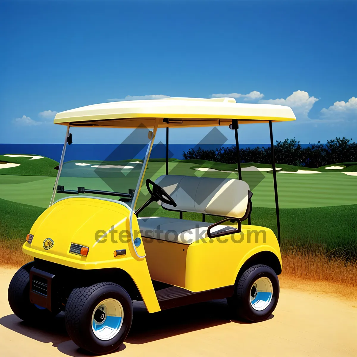 Picture of Golf Cart on a Speedy Drive