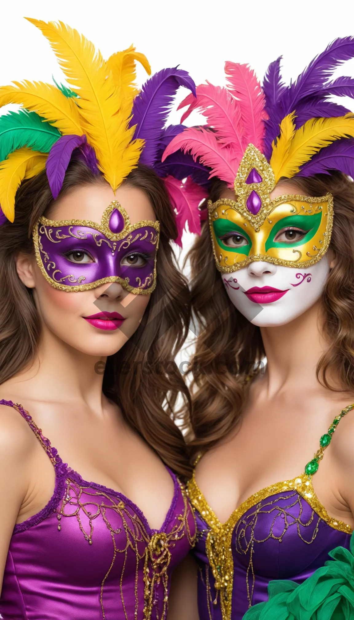 Picture of Fashionable Venetian masquerade model with mysterious eyes and sensual style.