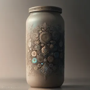 Glass jar filled with liquid for refreshing drink