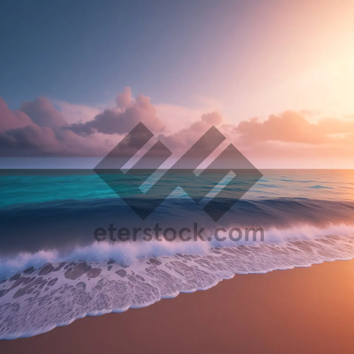 Picture of Sunset Paradise: Tranquil Beachscape with Vibrant Waves