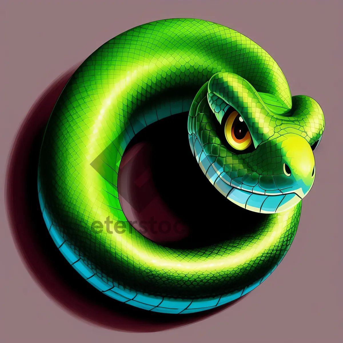 Picture of Vibrant Green Snake With Intense Eye