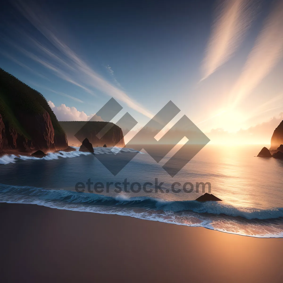 Picture of Golden Horizon: Captivating Sunset Over the Ocean