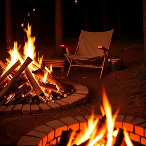 Flaming Torch Illuminating Warm Fireplace