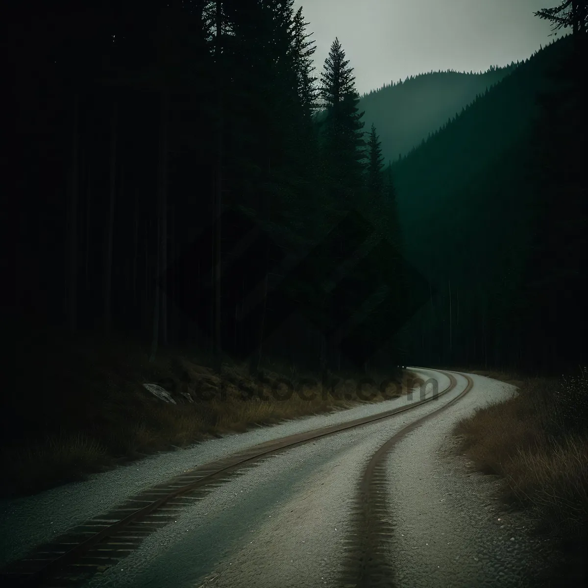 Picture of Mountainous Highway Ascending Through Scenic Landscape