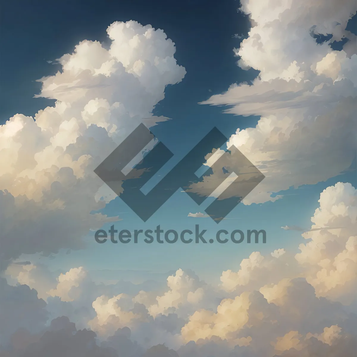 Picture of Vibrant Summer Sky with Fluffy Clouds