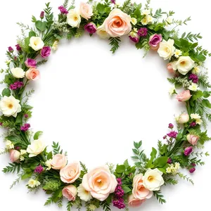 Floral Holiday Frame with Holly Decoration and Flower