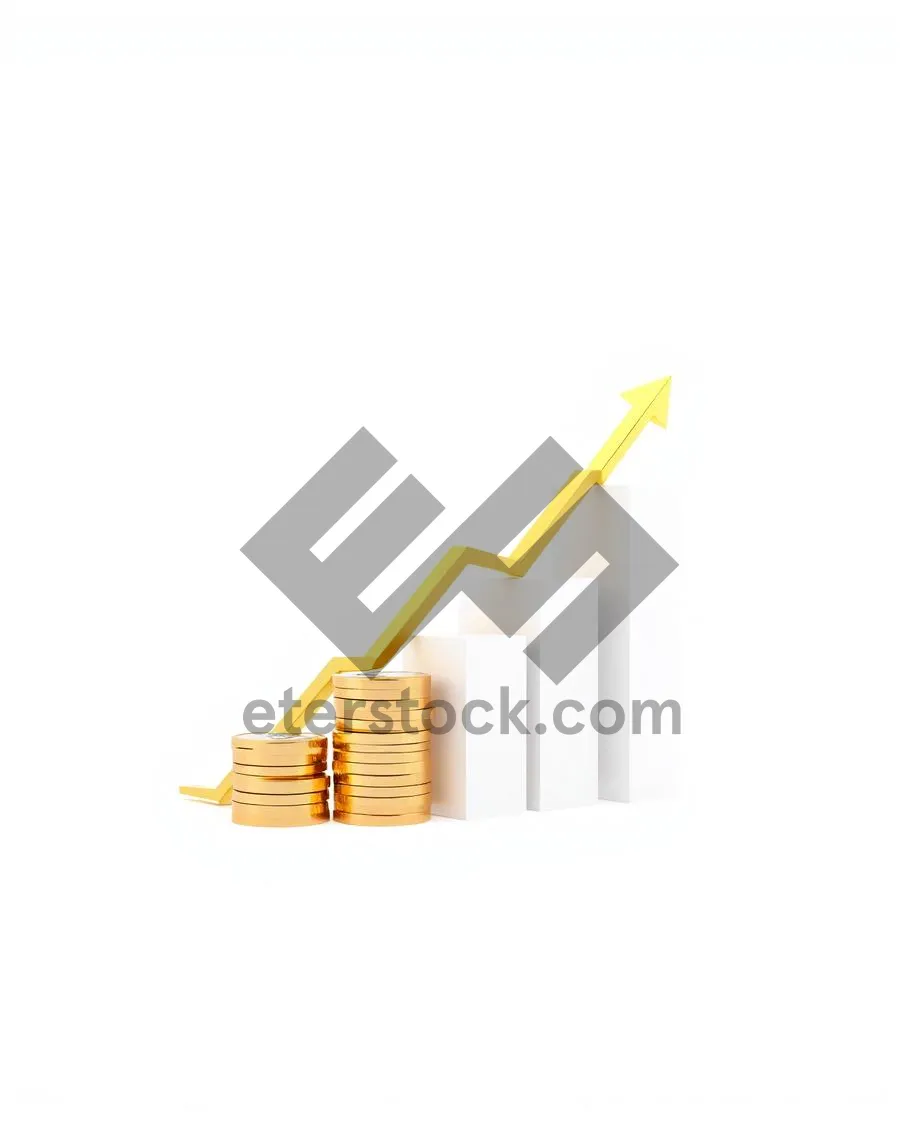 Picture of Financial Market Icon: 3D Business Symbol in Pencil Stairs