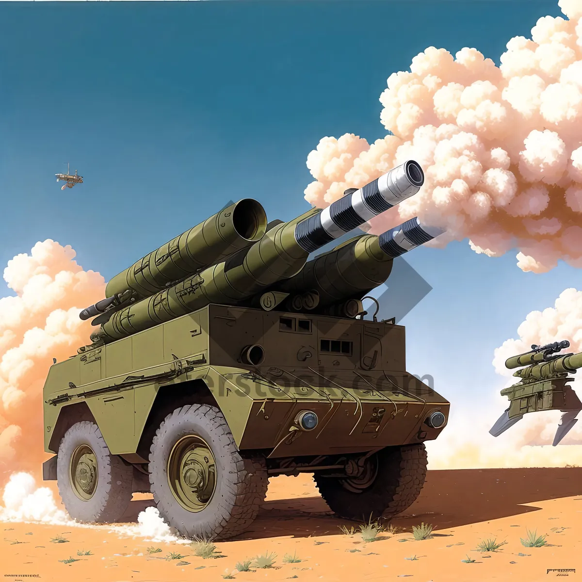 Picture of Powerful War Cannon in Sky: Rapid Artillery Missile