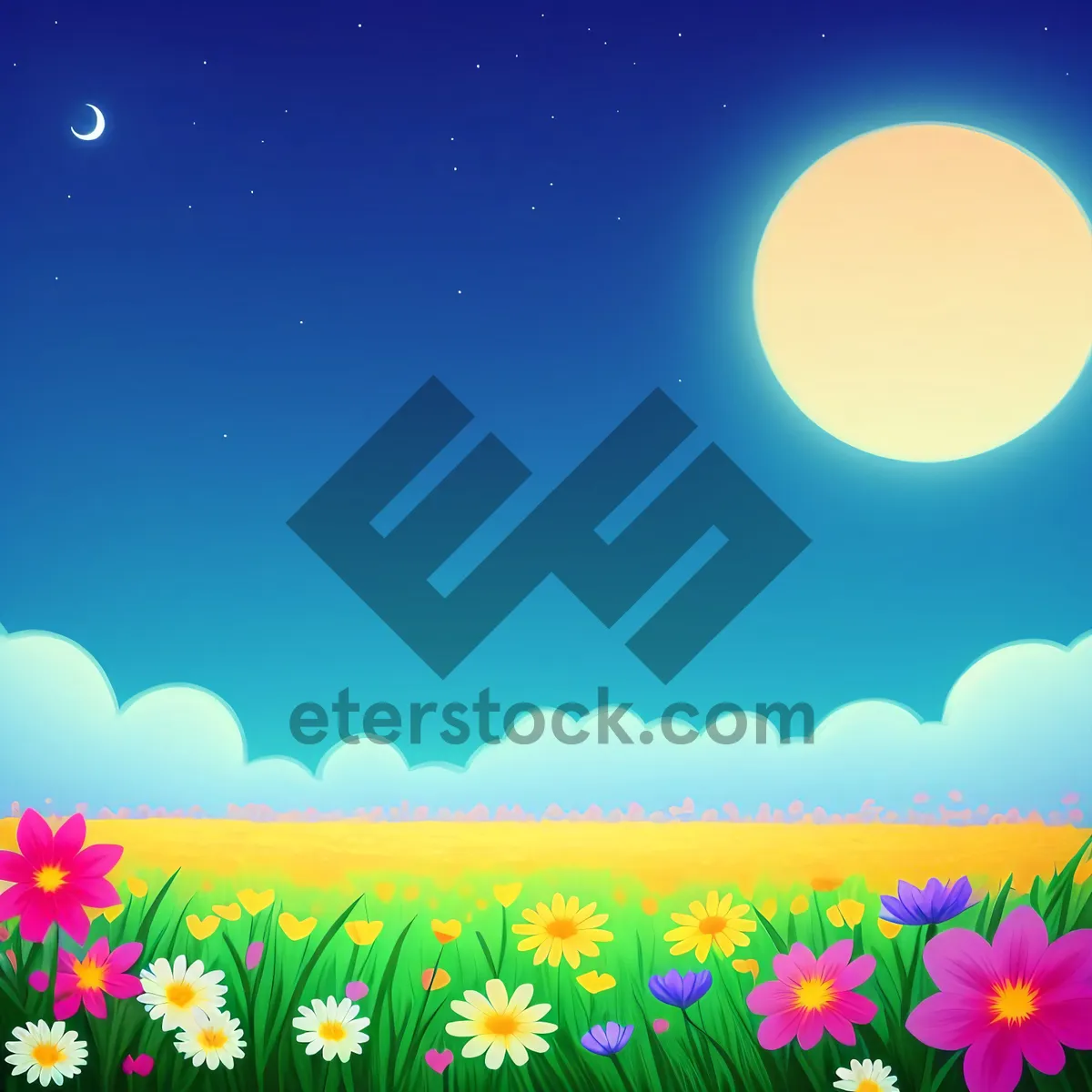 Picture of Luminous Sky: Artistic Moonlight Design with Stars