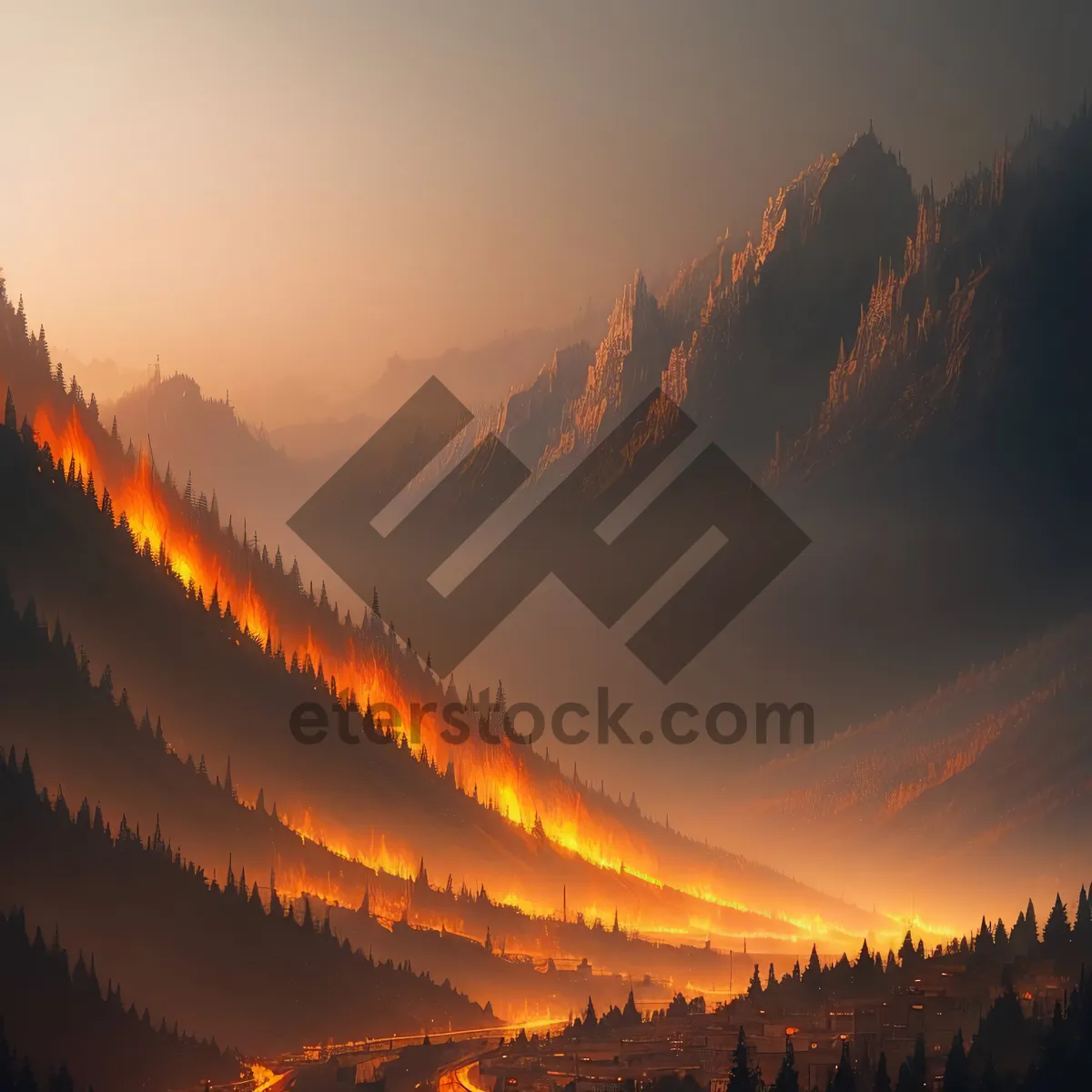 Picture of Majestic Mountain Range at Sunset