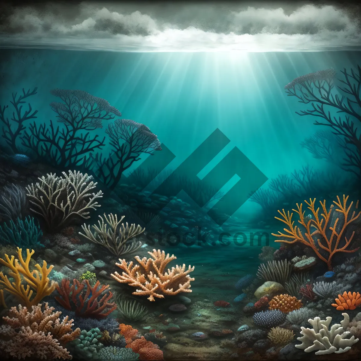 Picture of Colorful Coral Reef Life Underwater