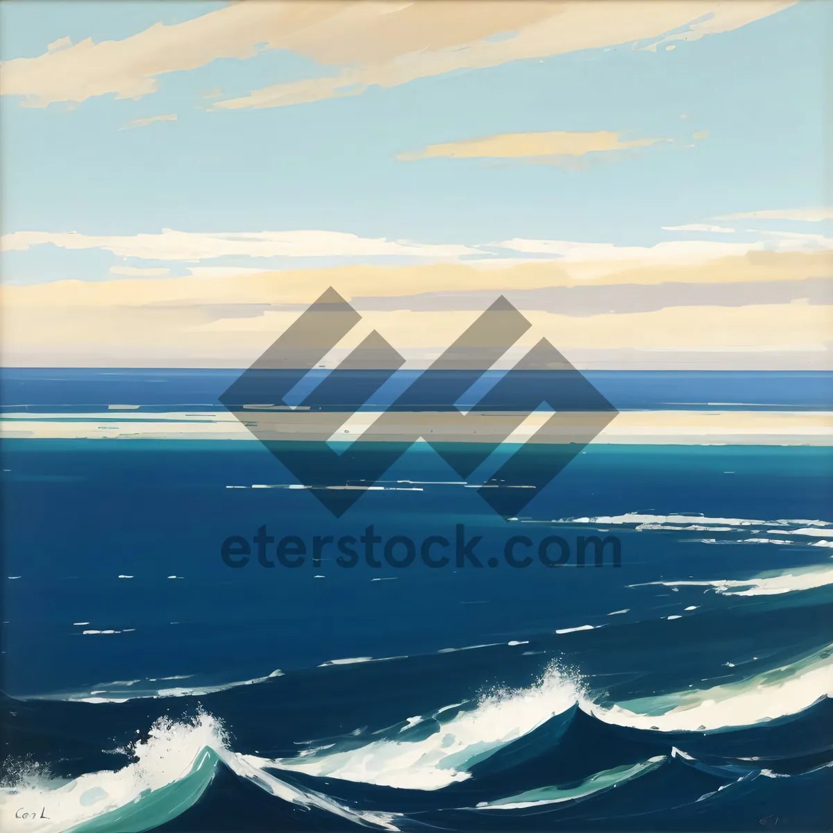 Picture of Serene Sunset Over Sandy Beach and Ocean