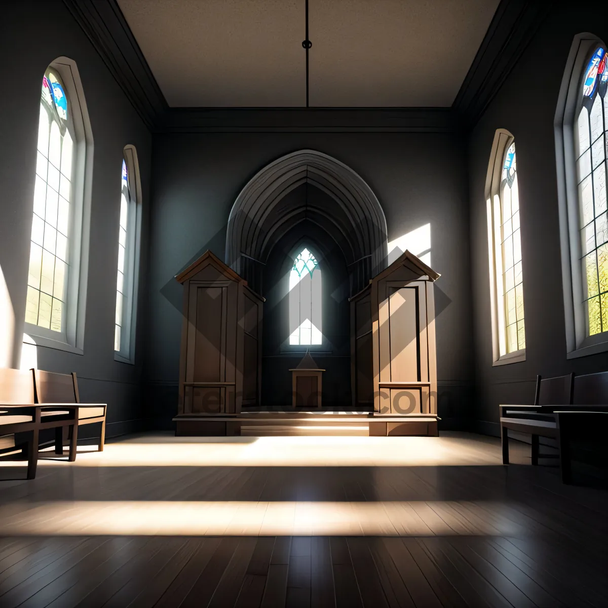 Picture of Ancient Cathedral Interior with Majestic Arches